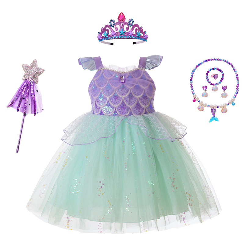 Summer Clothing Europe - Girls Mermaid Tutu Dress Sequins Scale