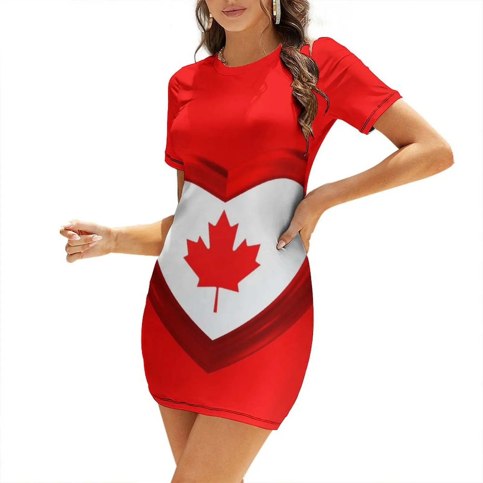 Summer Clothing Women Canada - Big love Canada Short-Sleeved Dress evening