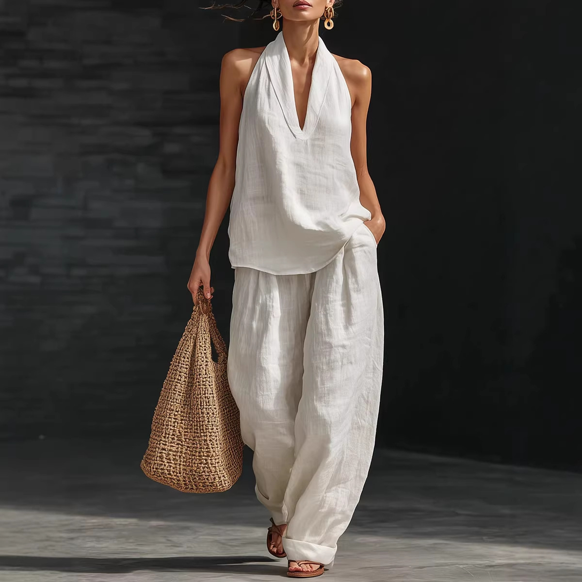 Summer Linen Clothing For Women - Summer Retro Solid Cotton Linen Set