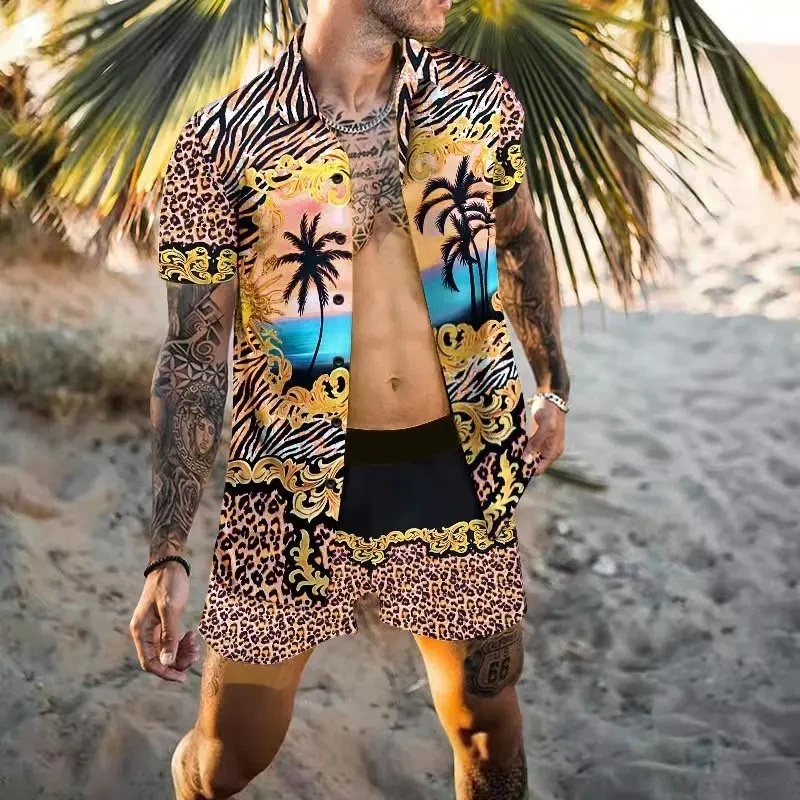 Summer Clothing For A Beach - Summer Exquisite Men's Shirt Set Coconut