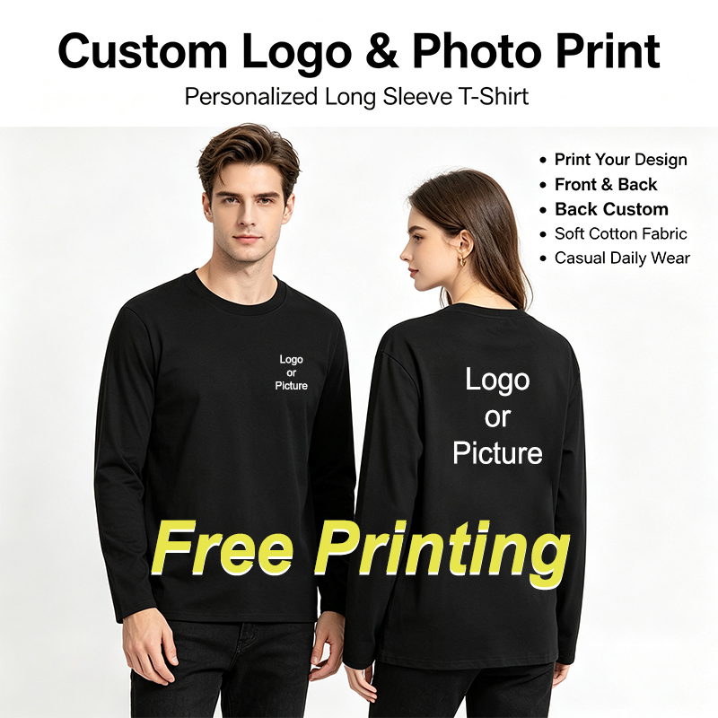 Summer Clothing - Customized Cotton Long Sleeve T-shirts Men