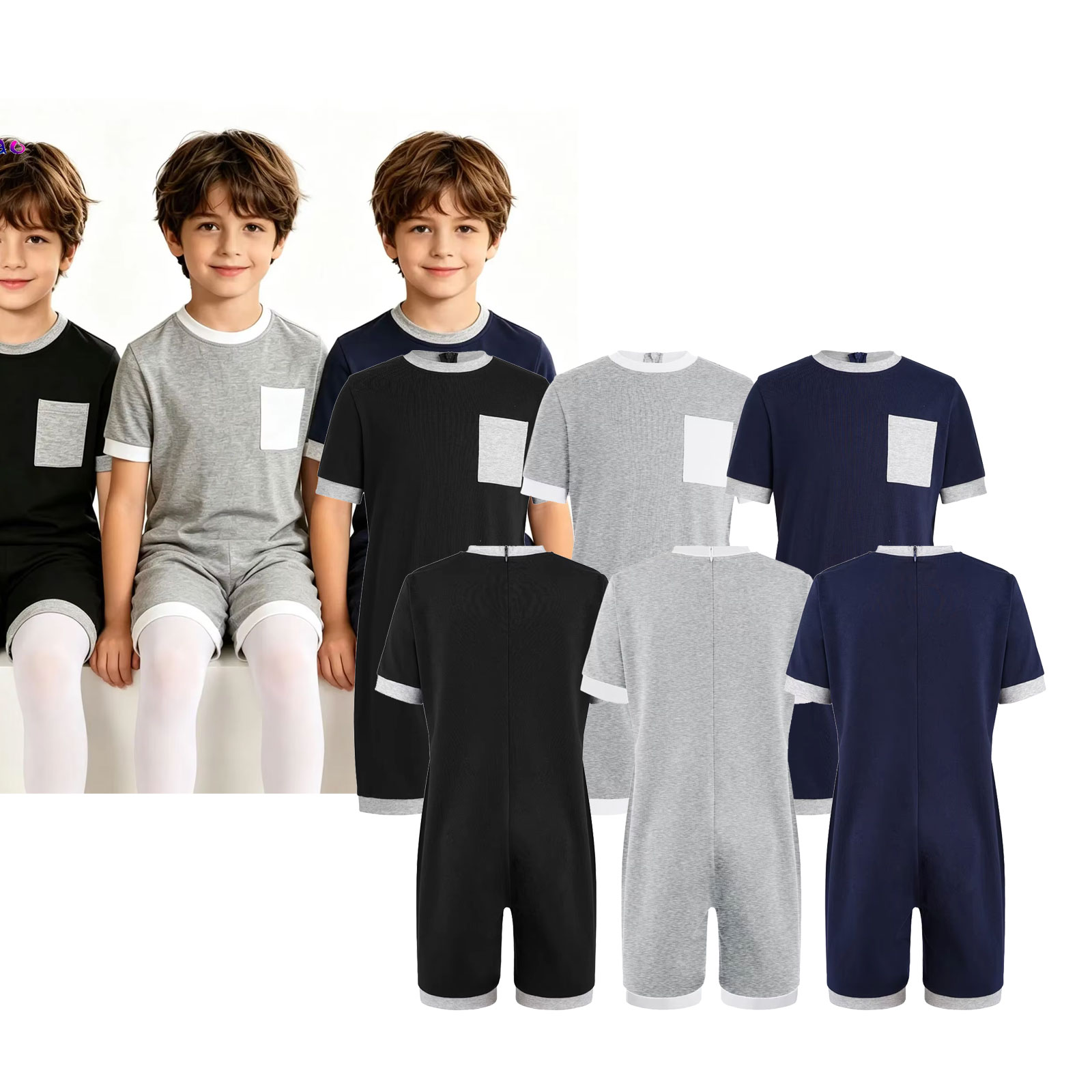 Summer Clothing Kids Boys - 3Pcs Unisex Kids Special Needs Adaptive
