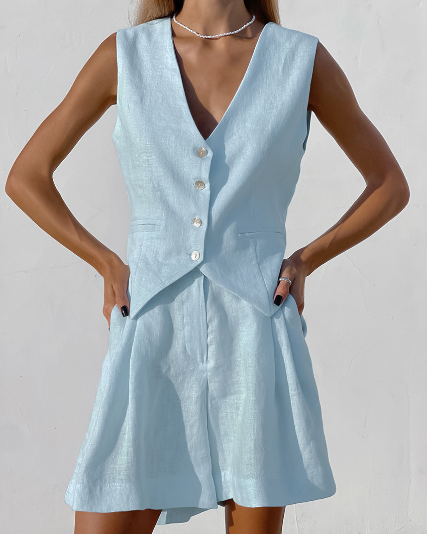 2025 New Suit Vest + Shorts Se - Summer Linen Clothing For Women 评论和价格