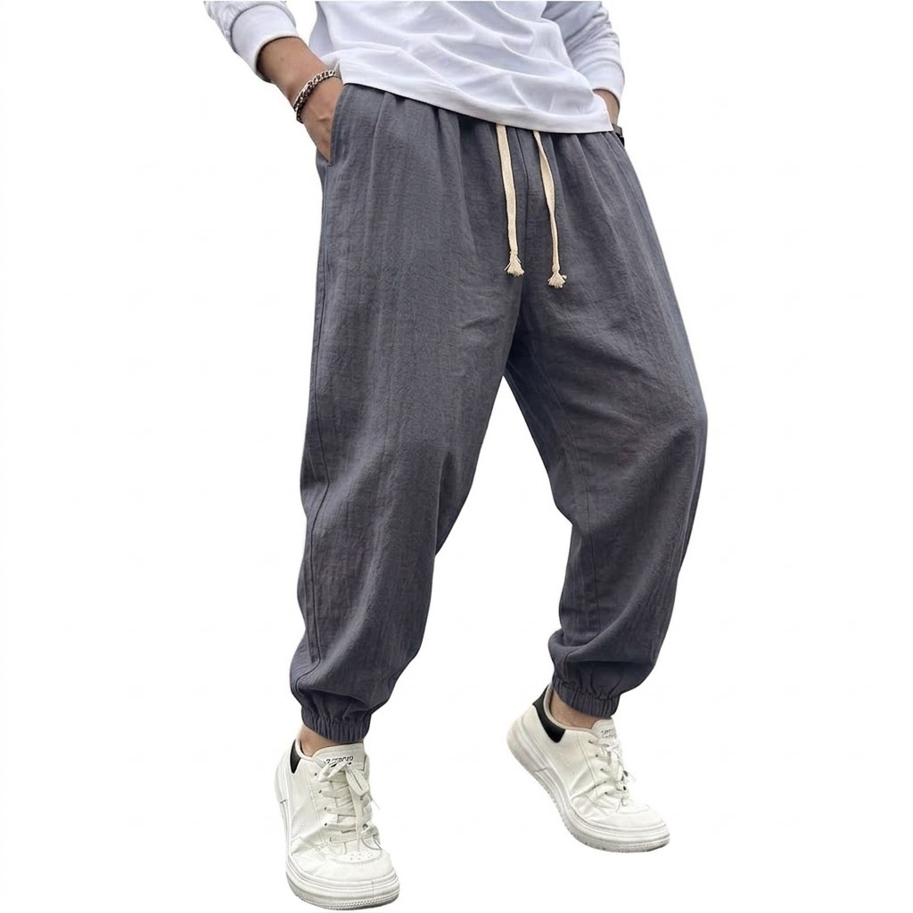 Mens Cotton Linen Harem Trouse - Summer Hiking Clothing 评论和价格