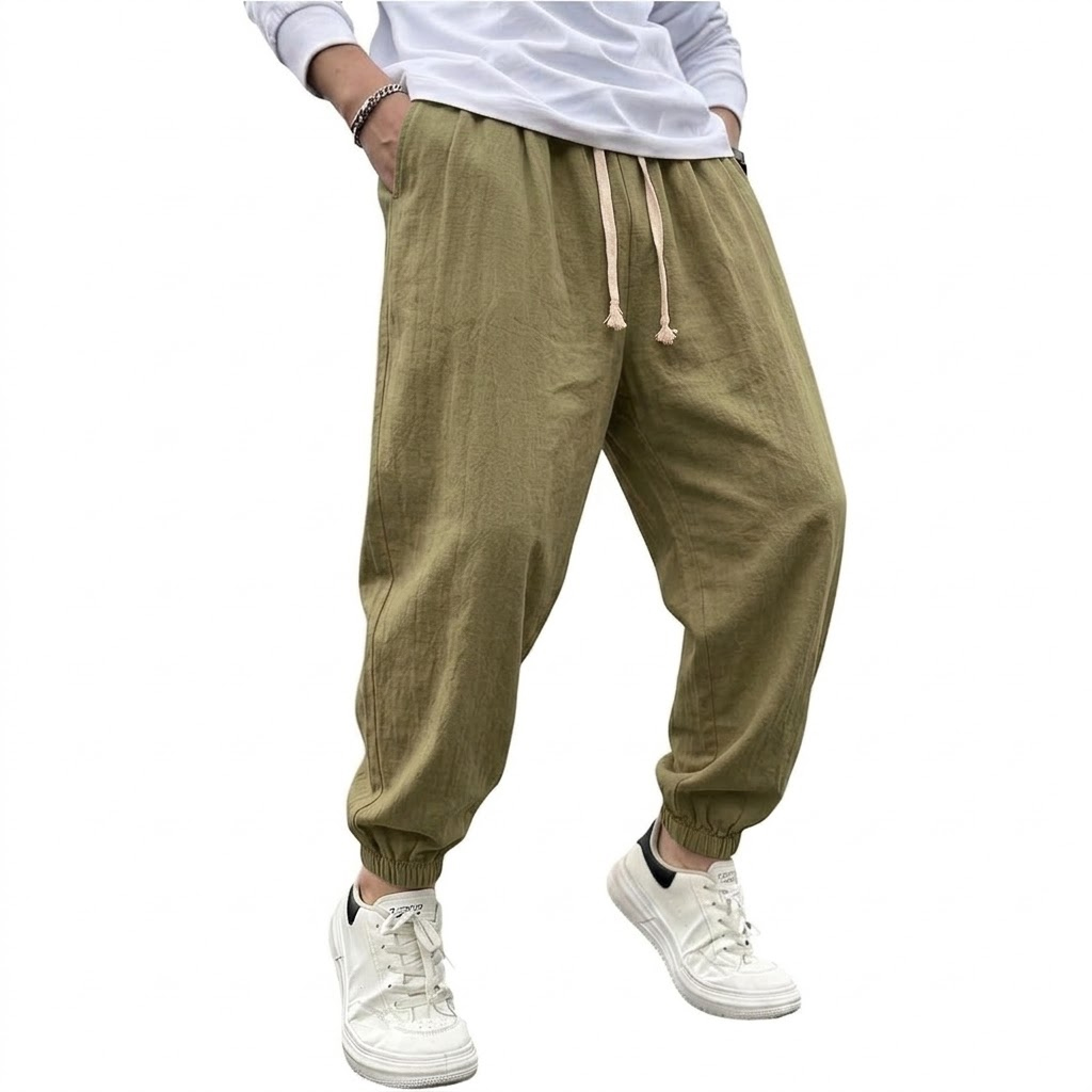 Mens Cotton Linen Harem Trouse - Summer Hiking Clothing 评论和价格