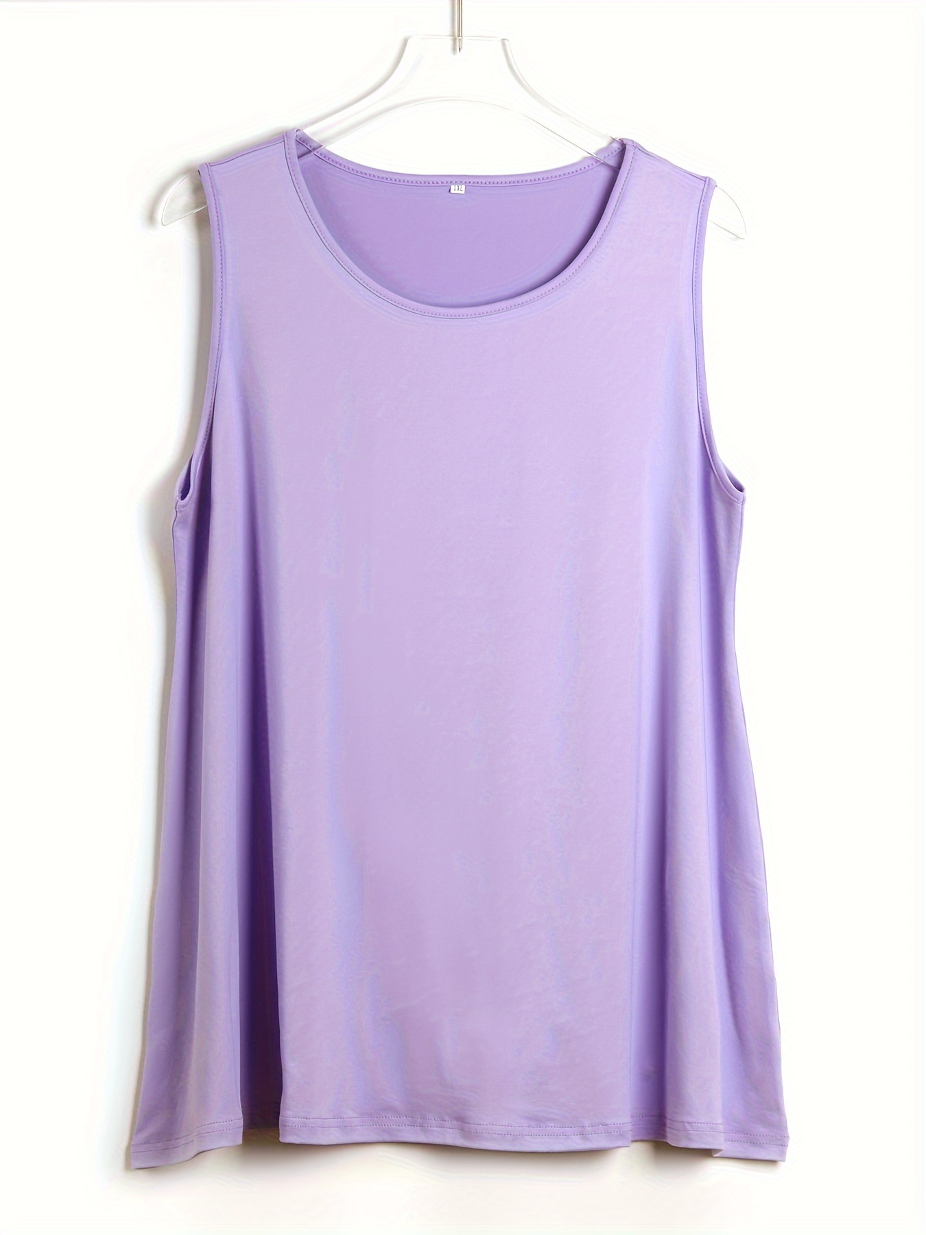 Plus Size Simple Solid Tank To - Halter Neck Top 评论和价格