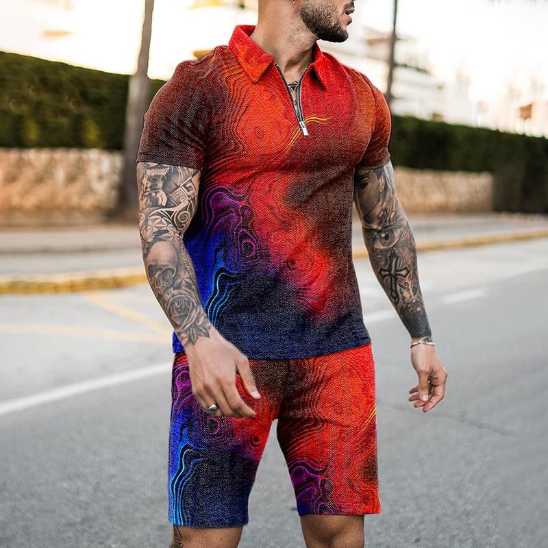 Summer Zipper Polo Shirt Suit  - Summer Clothing For A Beach 评论和价格