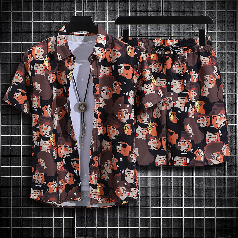 Men's Summer Casual Set Short  - Summer Clothing For A Beach 评论和价格