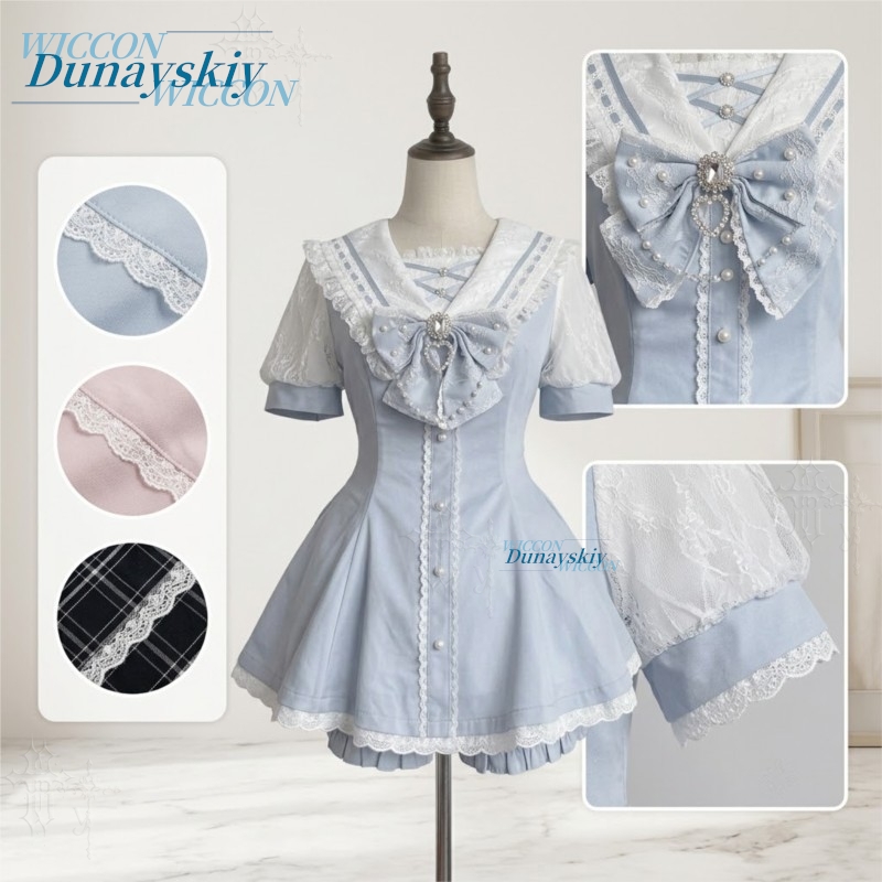 Sailor Collar Dress Set Lace B - Summer Clothing Colors 评论和价格