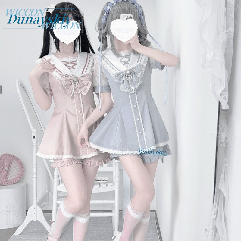 Sailor Collar Dress Set Lace B - Summer Clothing Colors 评论和价格
