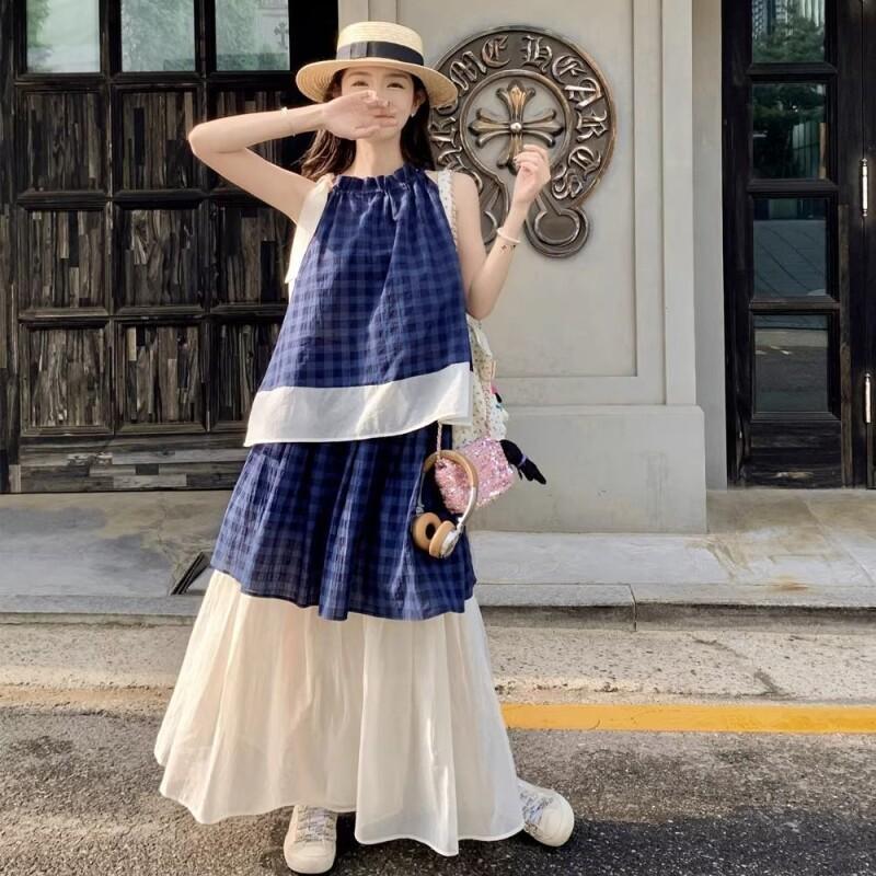 Women's Blue Plaid Two Piece S - Halter Neck Top 评论和价格