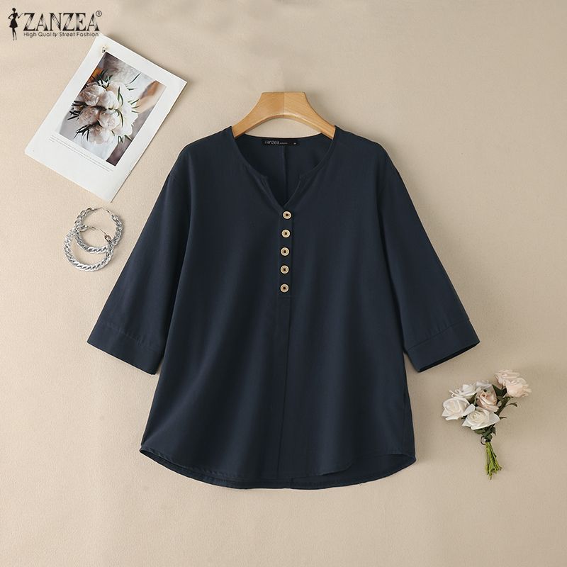 Woman Casual Cotton Linen Blou - Summer Linen Clothing For Women 评论和价格