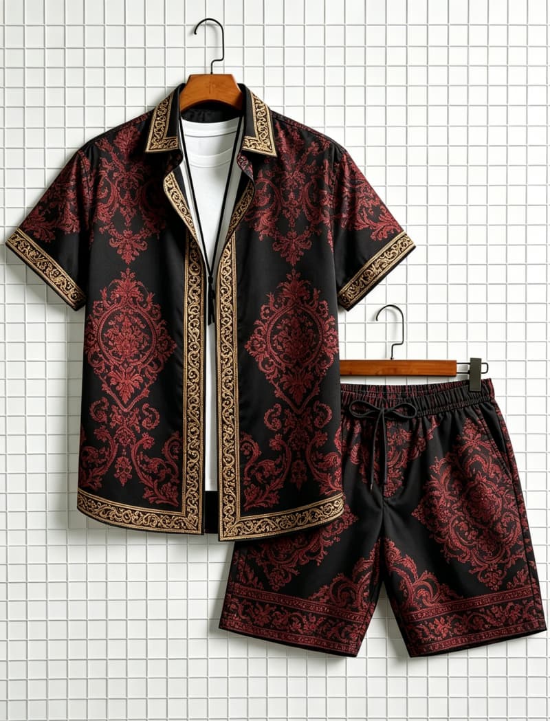 Men's ethnic border printed sh - Summer Clothing Haul 评论和价格