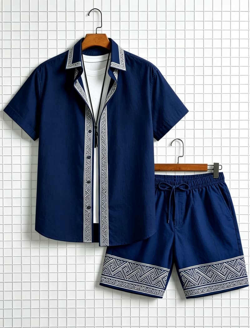 Men's ethnic border printed sh - Summer Clothing Haul 评论和价格