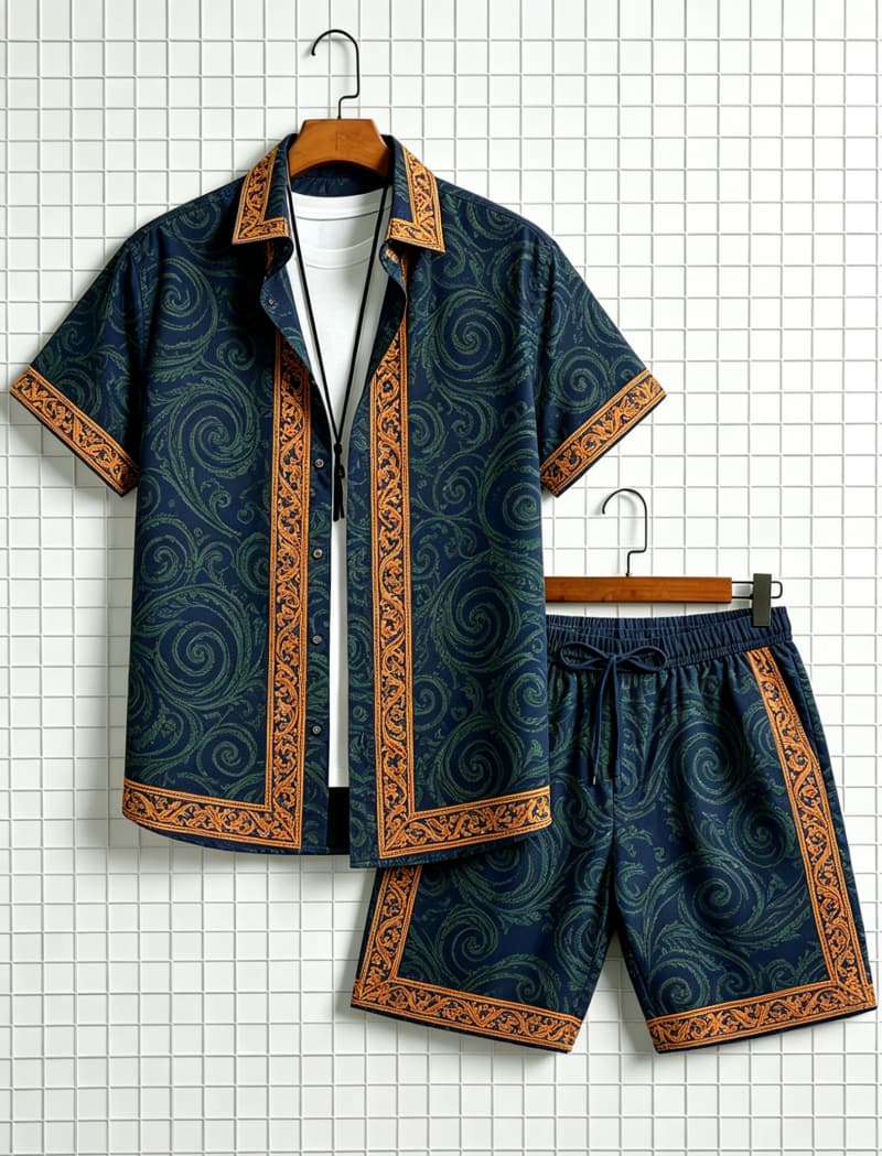 Men's ethnic border printed sh - Summer Clothing Haul 评论和价格