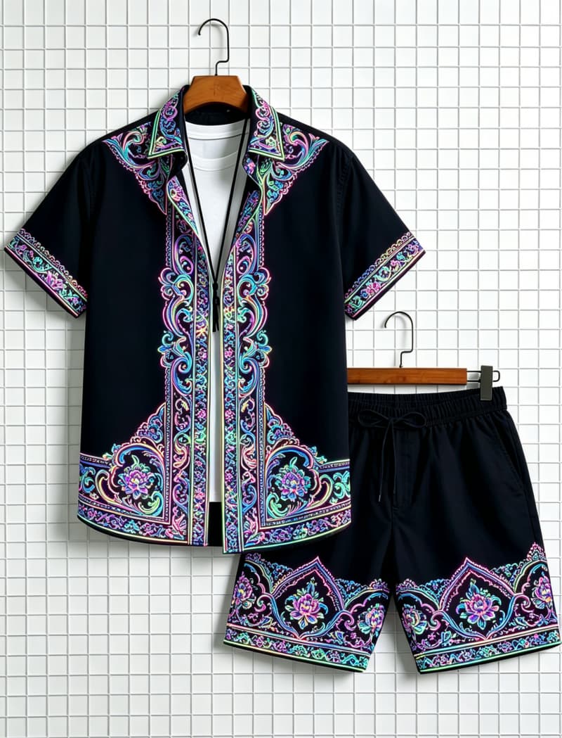 Men's ethnic border printed sh - Summer Clothing Haul 评论和价格