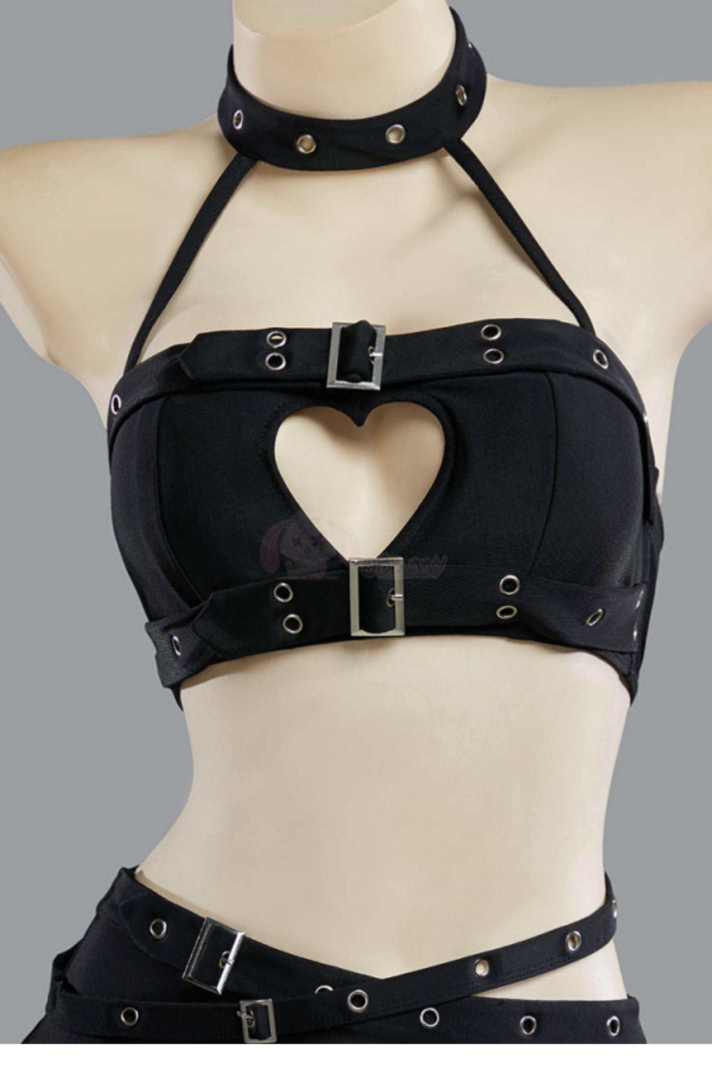 Gothic Punk Heart Hollow Halte - Halter Neck Top 评论和价格