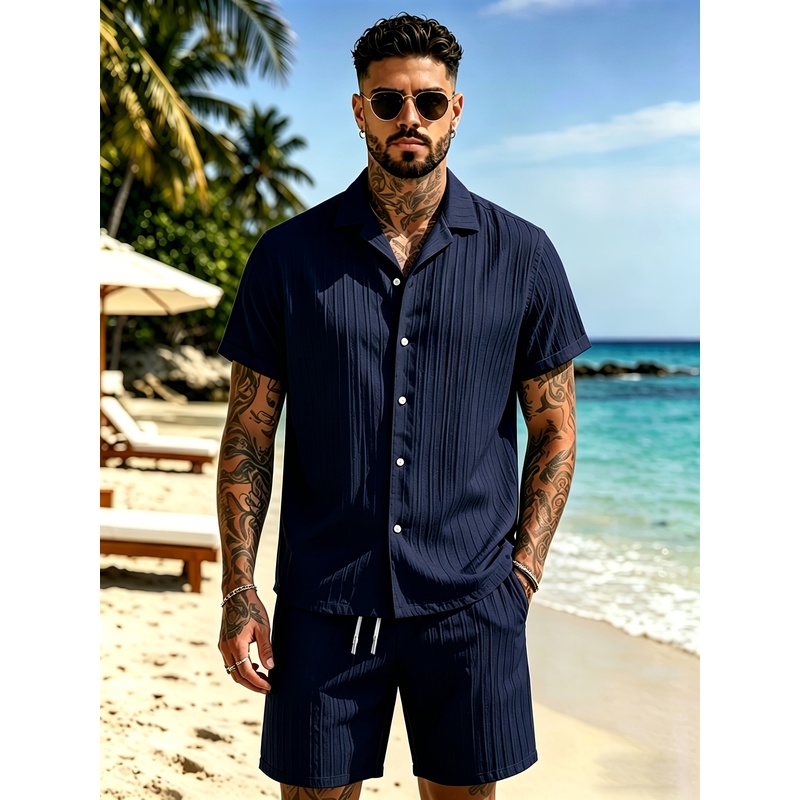 2Men's Summer Casual Suit Set， - Summer Clothing For A Beach 评论和价格