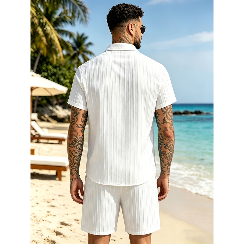 2Men's Summer Casual Suit Set， - Summer Clothing For A Beach 评论和价格