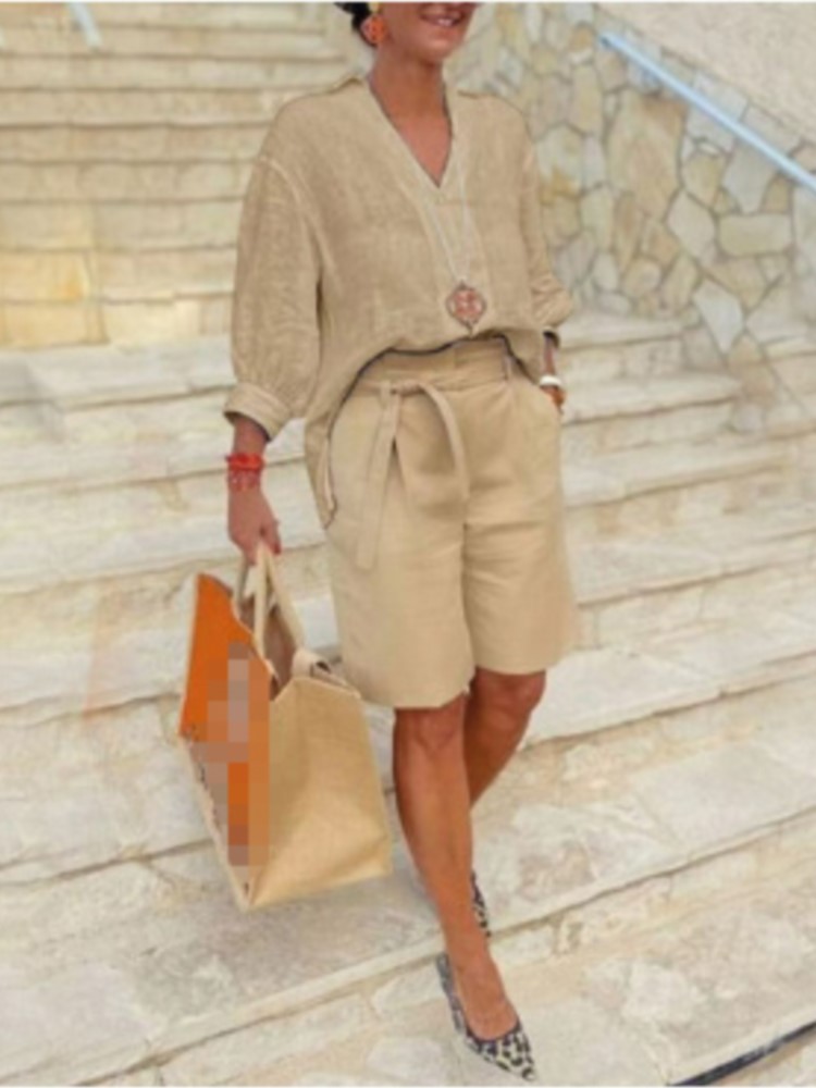 Women Suits Elegant Style Two  - Summer Linen Clothing For Women 评论和价格