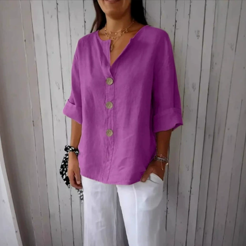 Plus Size Loose Shirt&Blouses  - Summer Linen Clothing For Women 评论和价格