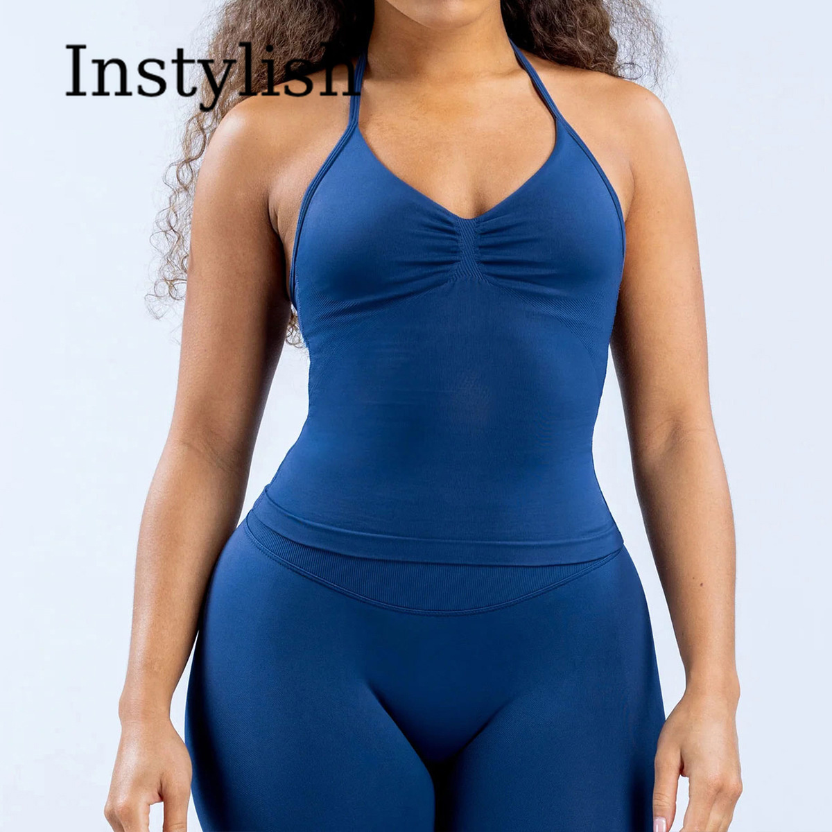 Women Seamless Yoga 2 Piece Se - Halter Neck Top 评论和价格