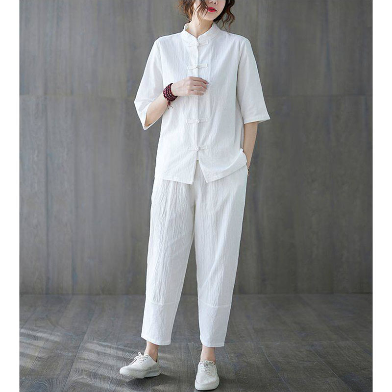 2pcs Buddhist Women's Clothing - Summer Linen Clothing For Women 评论和价格