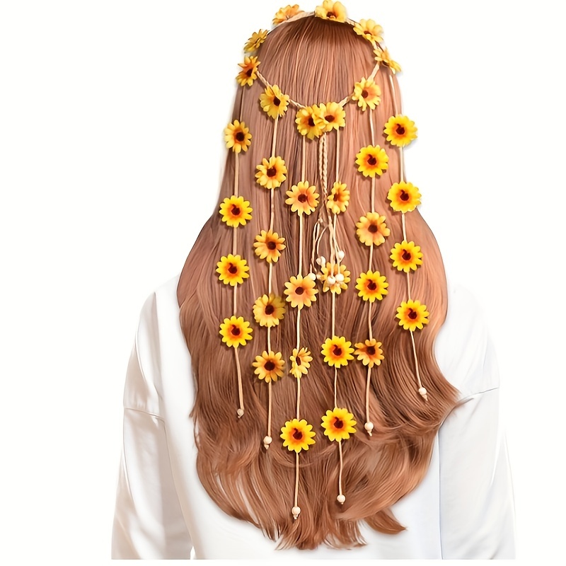 Flower hippie headband, flower - Summer Linen Clothing For Women 评论和价格
