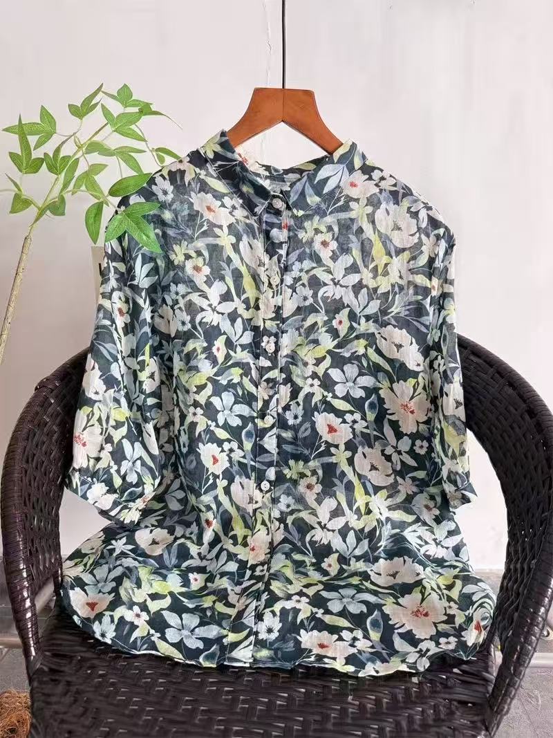 2026 Pure Ramie Print Shirt Wo - Summer Clothing Japan 评论和价格